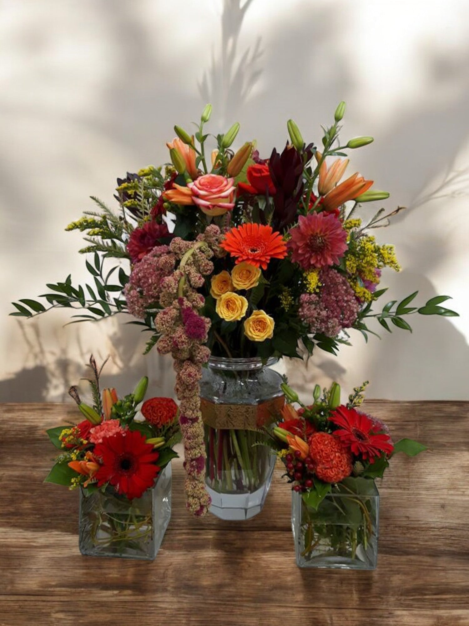 Bouquet Trio Festif aux Couleurs Chaudes