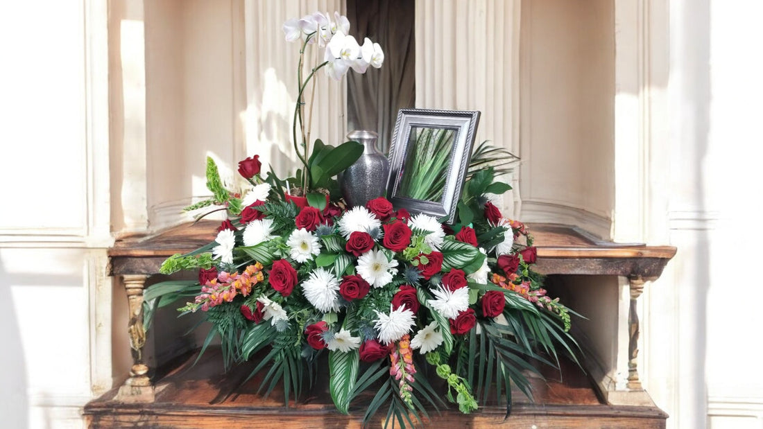 Arrangement Floral pour Urne Funéraire et Photo - Éclat d&