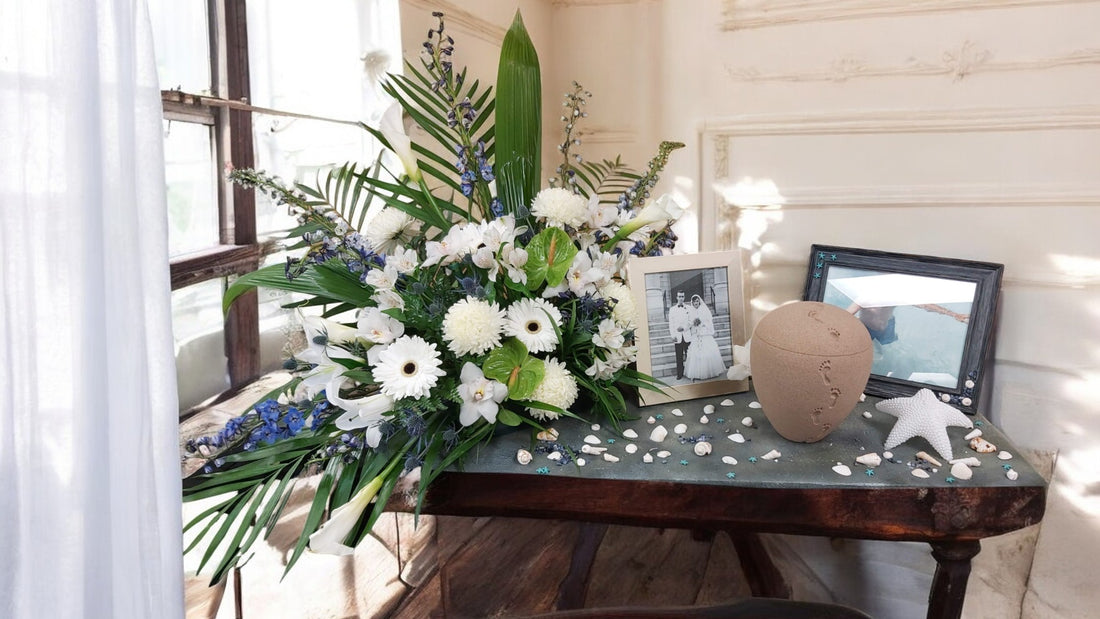 Arrangement Floral pour Urne Funéraire et/ou Photo - Souvenir Marin