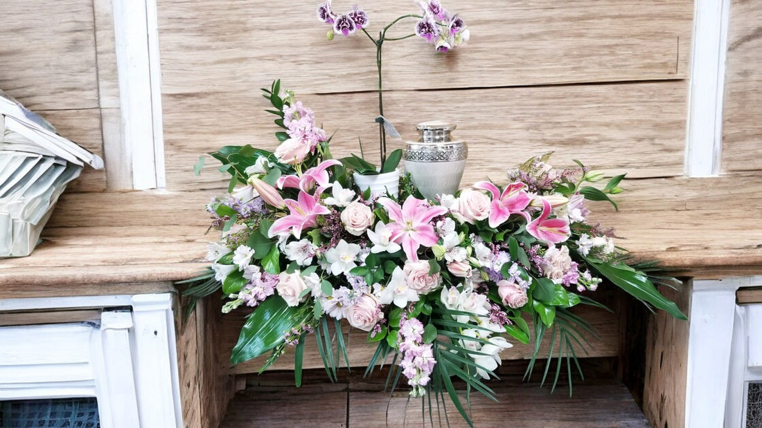 Arrangement Floral pour Urne Funéraire - Harmonie en Rose
