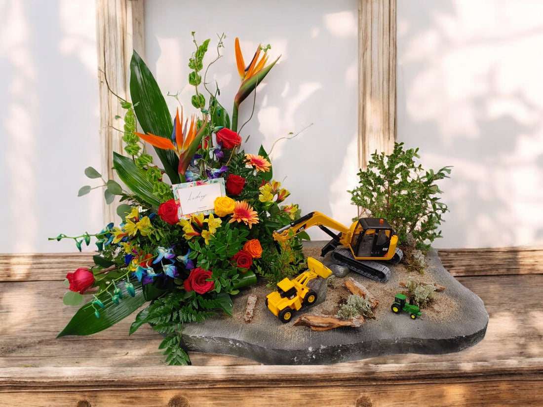 Arrangement Floral pour Urne Funéraire et/ou Photo - Souvenir Coloré