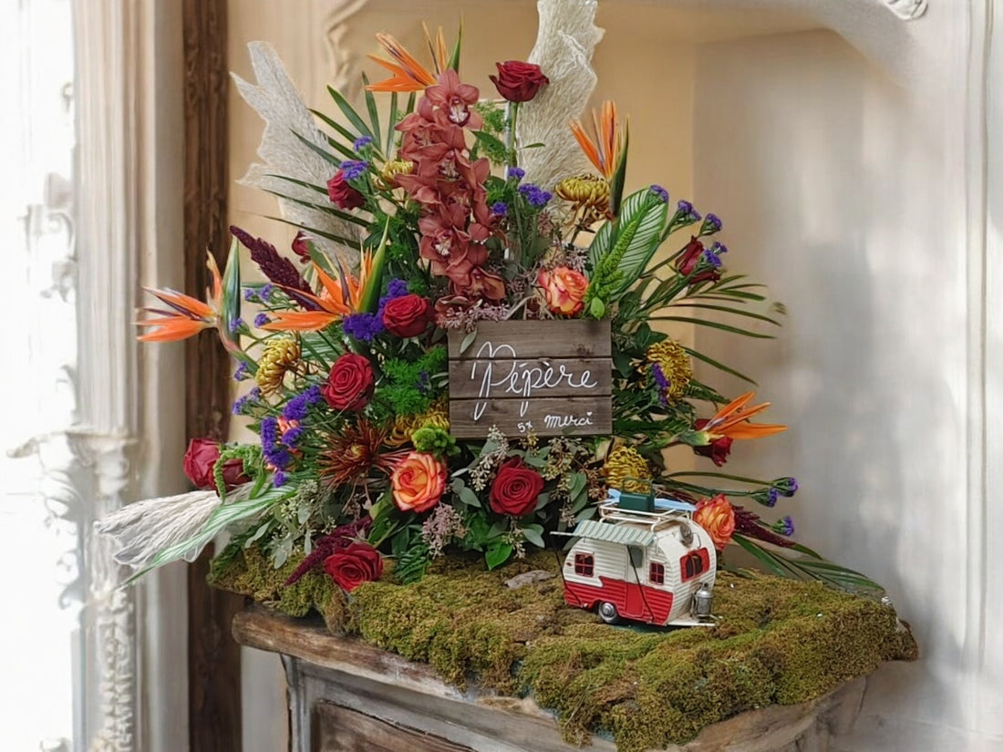Arrangement Floral Funéraire Personnalisé - Hommage Aventureux