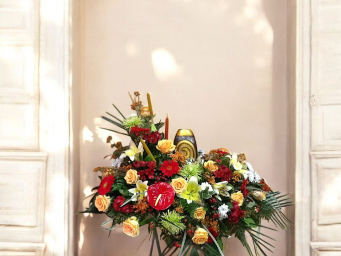 Arrangement Floral pour Urne Funéraire - Hommage Éclatant