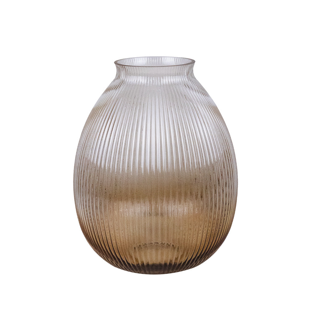VASE EN VERRE, AMBRÉ, Ø3¼"x9¾"