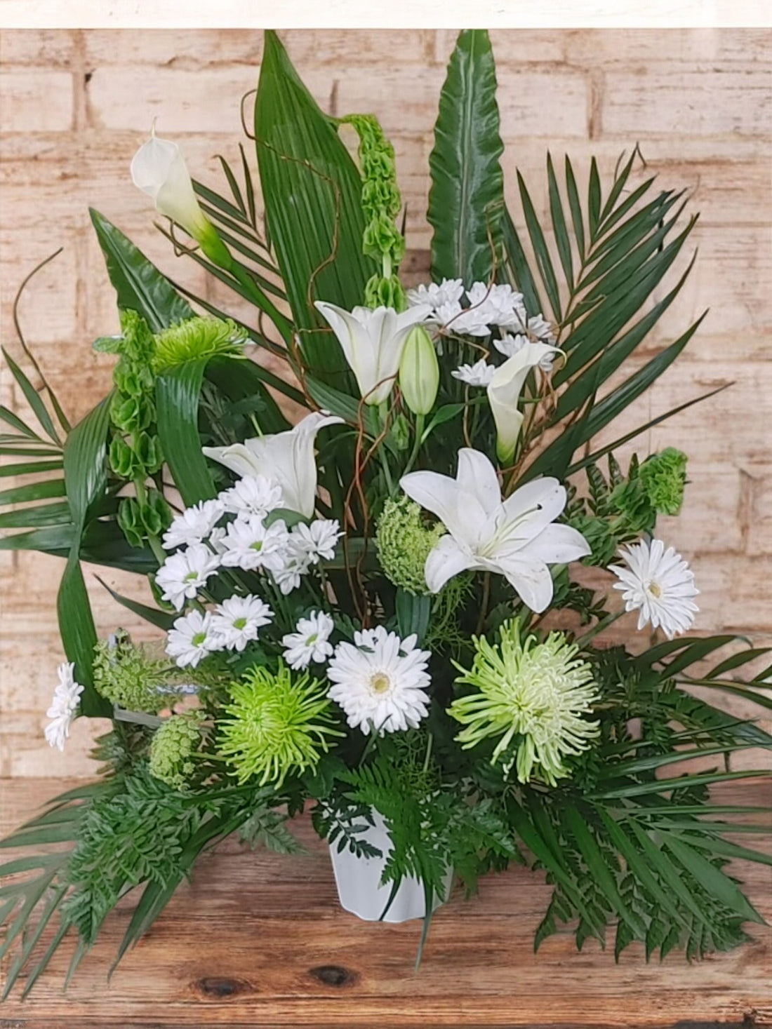 Corbeille Funéraire Pureté en Blanc et Vert