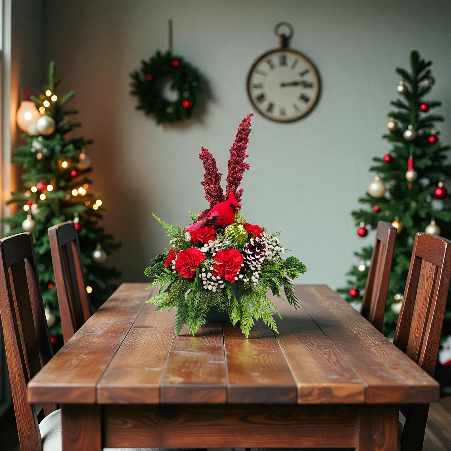 Arrangement de Noël Cardinal Rouge – Tradition &amp; Charme des Fêtes