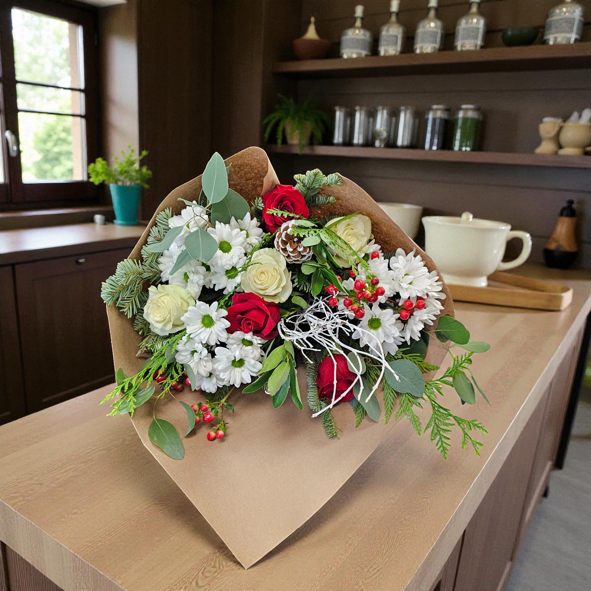 Arrangement Noël Rouge &amp; Blanc – Tradition Festive