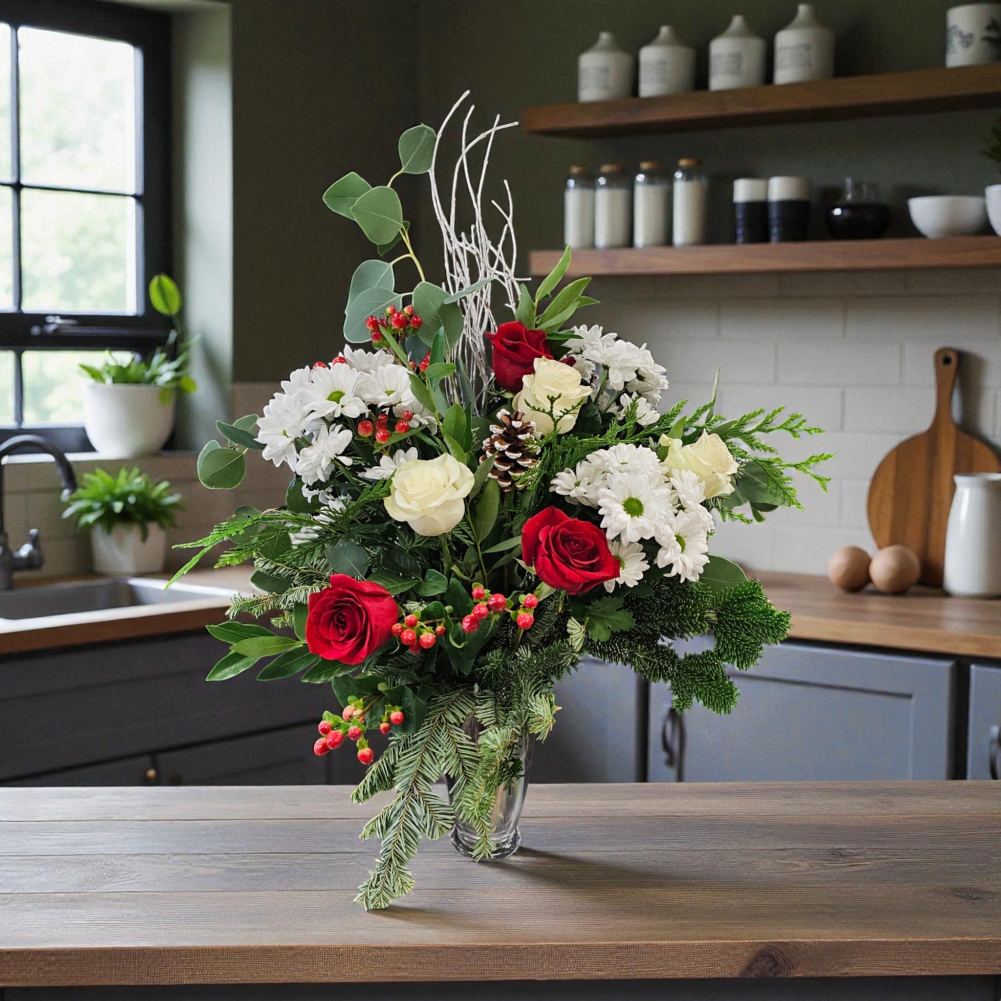 Arrangement Noël Rouge &amp; Blanc – Tradition Festive