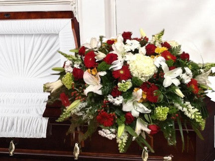 Arrangement de Cercueil - Harmonie de Rouge, Blanc et Vert