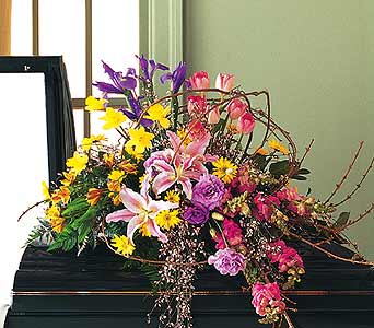 Arrangement de Cercueil - Mélange de Fleurs Printanières
