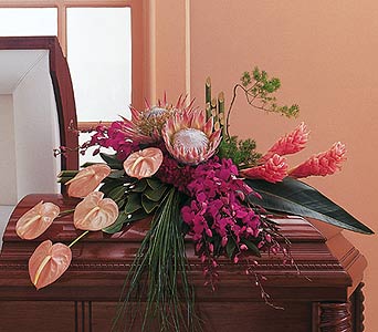 Arrangement de Cercueil Exotique - Élégance Tropicale