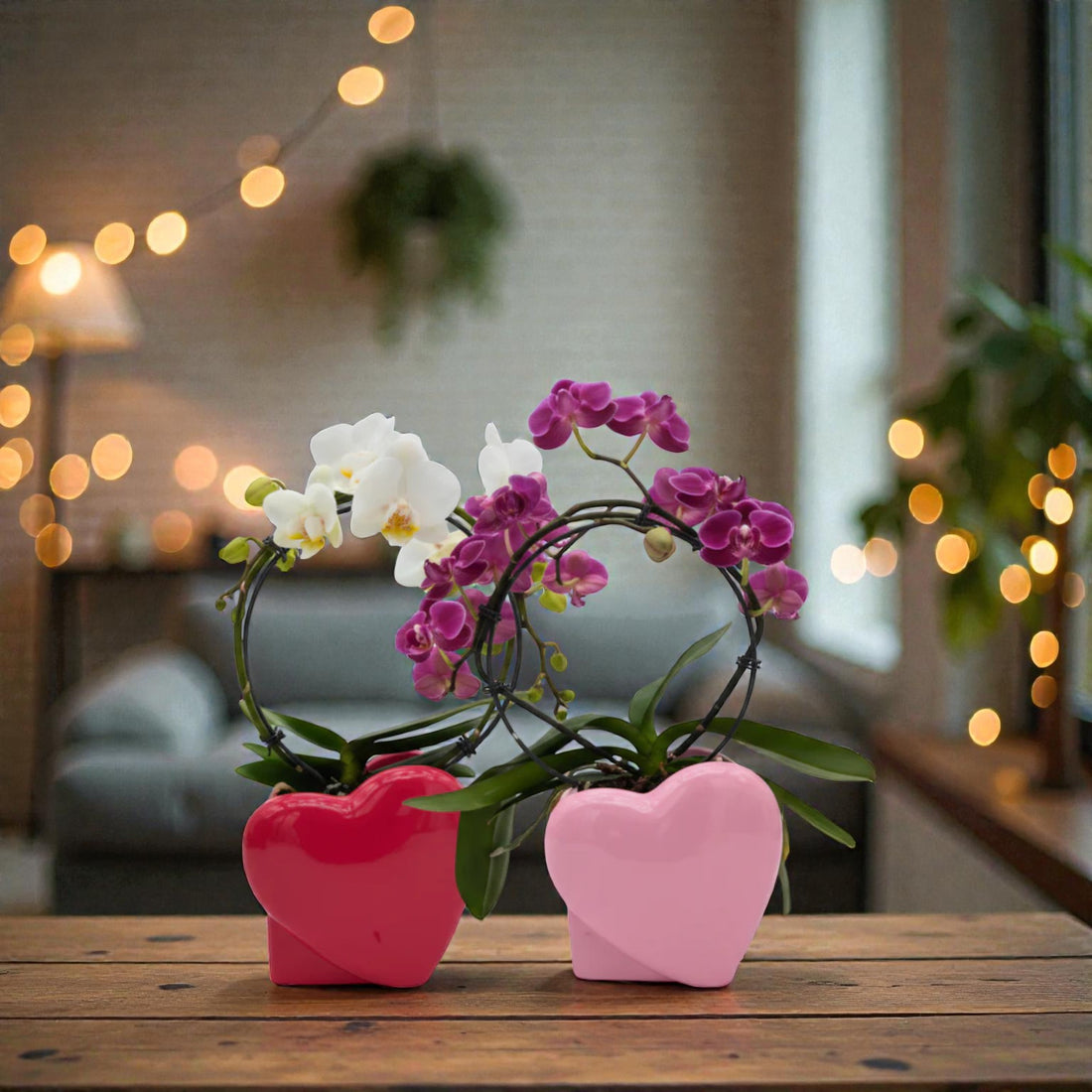 Orchidée Phalaenopsis en pot cœur